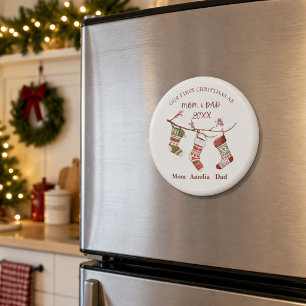 Our First Christmas as Mom and Dad Personalized Magnet