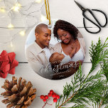 Our First Christmas as Mom and Dad Silver Foil Ceramic Ornament<br><div class="desc">Our First Christmas as Mom and Dad Silver Foil Ceramic Ornament</div>