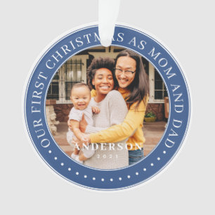 Our First Christmas As Mom And Dad Simple Photo Ornament
