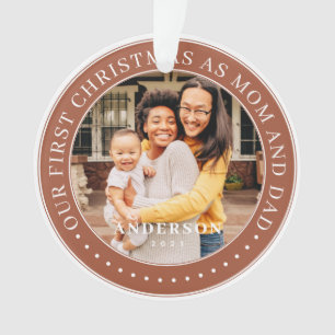 Our First Christmas As Mom And Dad Simple Photo Ornament