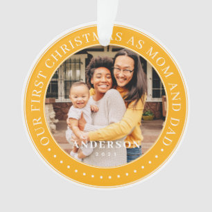 Our First Christmas As Mom And Dad Simple Photo Ornament
