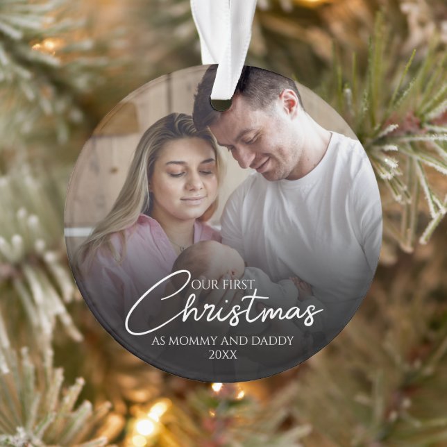 Our First Christmas As Mommy And Daddy Photo Ornament (Tree)