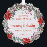 Our First Christmas as Mommy & Daddy Rustic Wreath Ornament Card<br><div class="desc">Our First Christmas as Mommy & Daddy Rustic Wreath Ornament Card</div>
