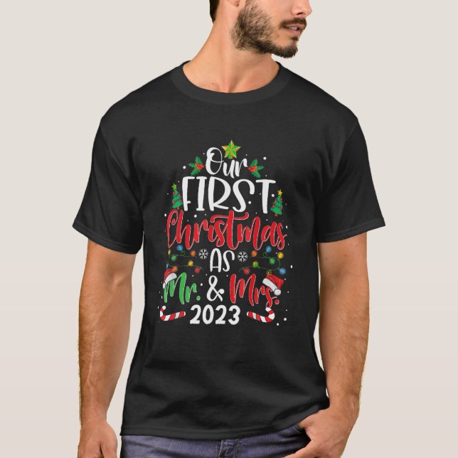 Our First Christmas As Mr and Mrs 2023 Matching Co T-Shirt (Front)