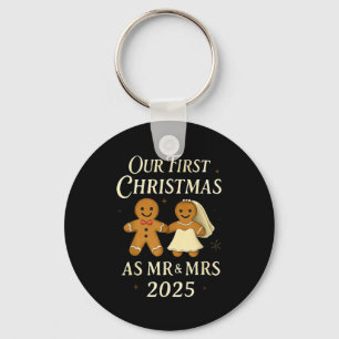 Our First Christmas As Mr And Mrs 2025 Newlywed Ma Keychain