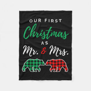 Our First Christmas As Mr. And Mrs. Buffalo Plaid Fleece Blanket