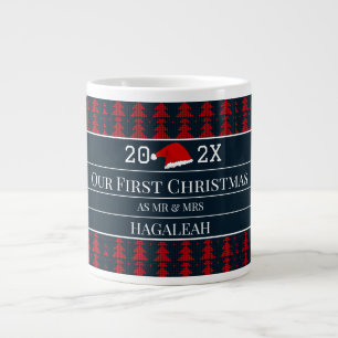 Our First Christmas as Mr and Mrs Couple Newlywed Large Coffee Mug