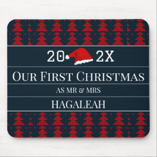 Our First Christmas as Mr and Mrs Couple Newlywed Mouse Pad