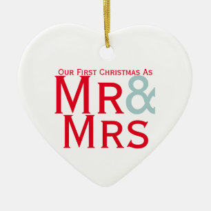 Our First Christmas as Mr and Mrs Couples Ceramic Ornament