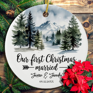Our First Christmas as Mr and Mrs Gift, Couple Ceramic Ornament