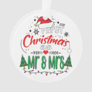 Our First Christmas as Mr and Mrs Matching Couple Ornament