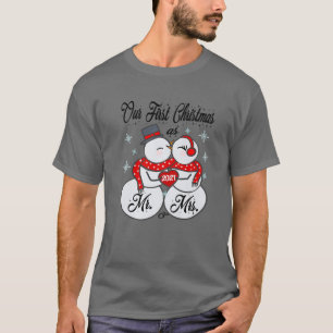 Our First Christmas As Mr And Mrs Matching PJ Snow T-Shirt