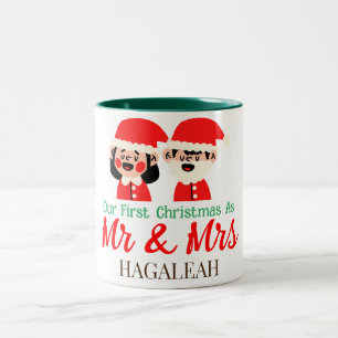 Our First Christmas as Mr. and Mrs. Newlywed  Two-Tone Coffee Mug