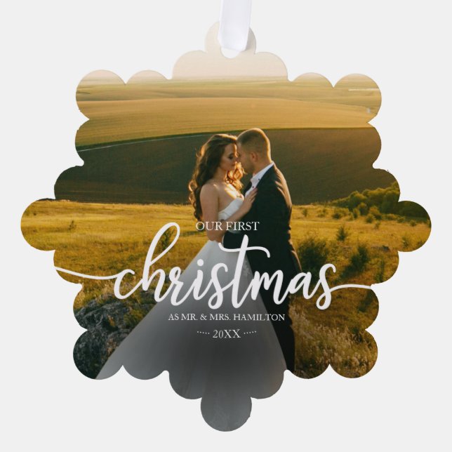 Our First Christmas As Mr And Mrs Ornament Card (Front)