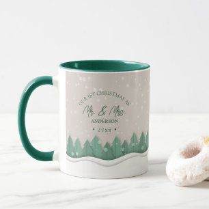 Our First Christmas As Mr and Mrs Paper Cut Forest Mug