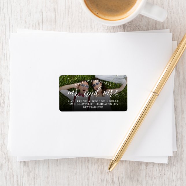 Our First Christmas As Mr And Mrs Photo Address Label (Insitu)