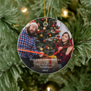 Our First Christmas as Mr and Mrs Photo Ceramic Or Ceramic Ornament