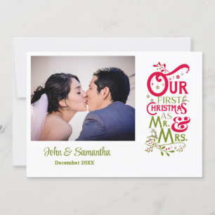 Our First Christmas As Mr and Mrs Photo Holiday Card