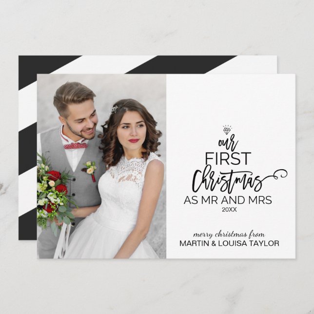 Our First Christmas as Mr and Mrs Photo Holiday Card (Front/Back)