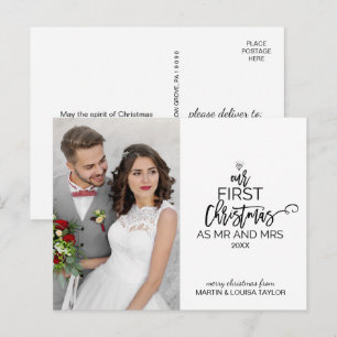 Our First Christmas as Mr and Mrs Photo Holiday Postcard