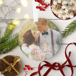 Our First Christmas As Mr And Mrs Rose Gold Foil Ornament<br><div class="desc">Our First Christmas As Mr And Mrs Rose Gold Foil Ornament</div>