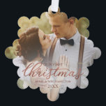 Our First Christmas As Mr And Mrs Rose Gold Foil Ornament Card<br><div class="desc">Our First Christmas As Mr And Mrs Rose Gold Foil Ornament Card</div>