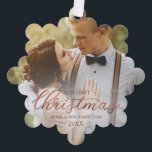 Our First Christmas As Mr And Mrs Rose Gold Foil Ornament Card<br><div class="desc">Our First Christmas As Mr And Mrs Rose Gold Foil Ornament Card</div>