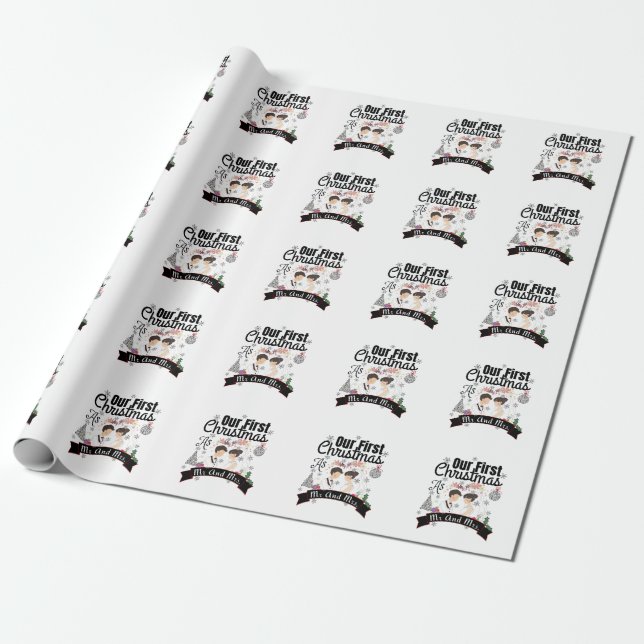  Our First Christmas As Mr And Mrs T-Shirt Noteboo Wrapping Paper (Unrolled)