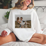 Our First Christmas As Mr and Mrs Typography Photo T-Shirt<br><div class="desc">Celebrate your first holiday season together with our Our First Christmas As Mr. and Mrs. Typography Photo T-Shirt. This stylish, classic design features clean, minimal typography with a handwritten script that captures the essence of your first Christmas as a married couple. With the option to customize the shirt with your...</div>