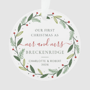 Our First Christmas as Mr and Mrs Wedding Photo Ornament