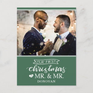 Our first Christmas as mr & mr newlyweds  Holiday Postcard