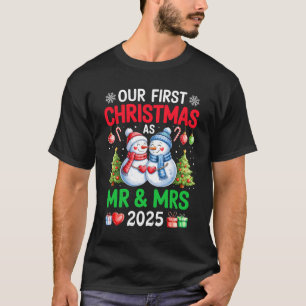 Our First Christmas As Mr & Mrs 2025 Snowman Coupl T-Shirt
