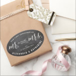 Our First Christmas As Mr & Mrs Chalkboard Wedding Oval Sticker<br><div class="desc">Designed by fat*fa*tin. Easy to customize with your own text, photo or image. For custom requests, please contact fat*fa*tin directly. Custom charges apply.
www.zazzle.com/fat_fa_tin
www.zazzle.com/color_therapy
www.zazzle.com/fatfatin_blue_knot
www.zazzle.com/fatfatin_red_knot
www.zazzle.com/fatfatin_mini_me
www.zazzle.com/fatfatin_box
www.zazzle.com/fatfatin_design
www.zazzle.com/fatfatin_ink</div>