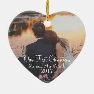 "Our First Christmas" as Mr & Mrs (Customisable) Ceramic Ornament