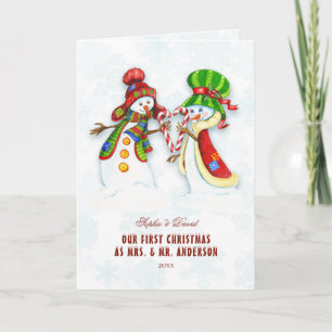 Our First Christmas As Mr. & Mrs.Cute Snowman Card