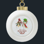 Our First Christmas As Mr. & Mrs.Cute Snowman Ceramic Ball Christmas Ornament<br><div class="desc">Cute and Romantic design featuring OUR FIRST CHRISTMAS typography,  cute watercolor Snowmans (He & She) on a white background with blue snowflakes. Use Personalise tool to add your info. For more matching items,  please visit my Dreamy Christmas Collection.</div>