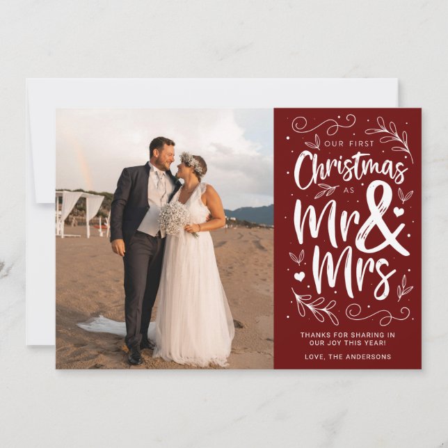 Our First Christmas As Mr. & Mrs. Holiday Card (Front)