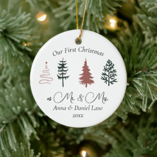 Our First Christmas as Mr. & Mrs. Keepsake Custom  Ceramic Ornament