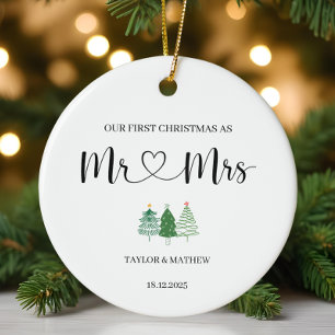 Our First Christmas as Mr & Mrs Married Gift Ceramic Ornament