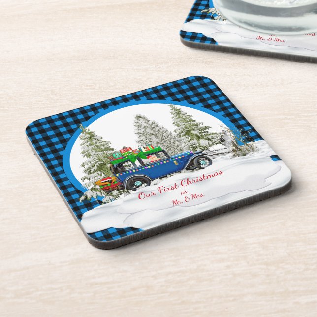 Our First Christmas As Mr. & Mrs. Ornament Coaster (Left Side)