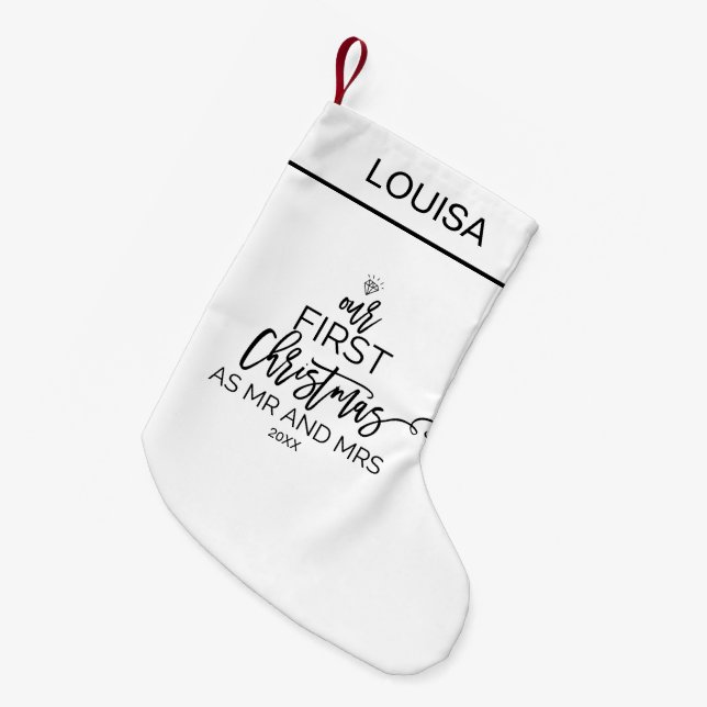 Our First Christmas as Mr & Mrs Personalized Name Small Christmas Stocking (Front (Hanging))