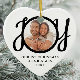 Our First Christmas As Mr & Mrs Photo Ceramic Ornament