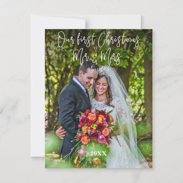 Our First Christmas as Mr & Mrs Photo Holiday Card (Front)