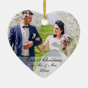 Our First Christmas as Mr. & Mrs. Photo RS Ceramic Ornament