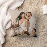 Our First Christmas as Mr & Mrs Photo Throw Pillow<br><div class="desc">This two-sided photo design features your favourite wedding picture with Our First Christmas As in a handwritten calligraphy script.  Easily customize names and year of choice.  An ideal keepsake gift this Christmas holiday season,  to remember that special event.</div>