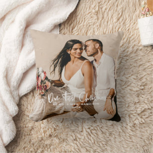 Our First Christmas as Mr & Mrs Photo Throw Pillow