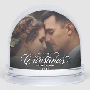 Our First Christmas As Mr & Mrs Script 2 Photo Snowglobe