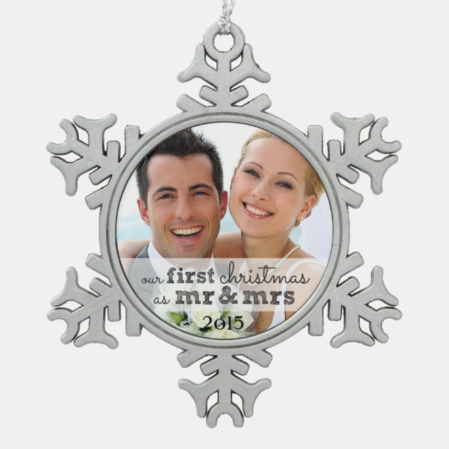 Our First Christmas as Mr & Mrs Snowflake Ornament (Front)