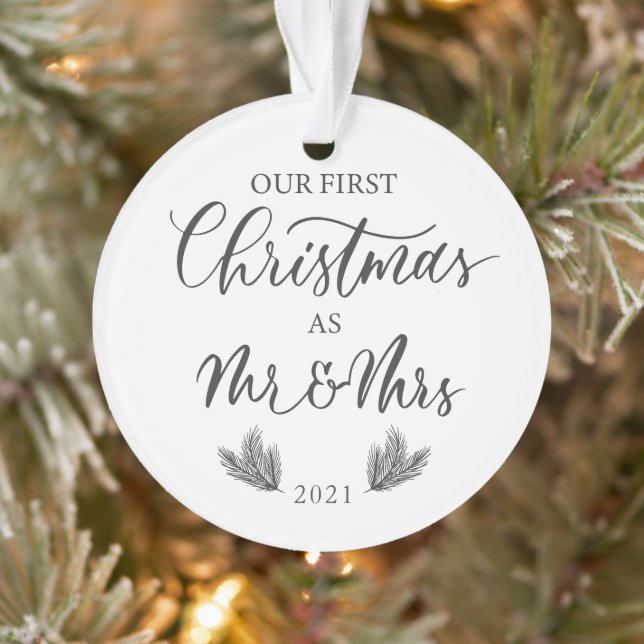 Our First Christmas as Mr. & Mrs. with Photo Ornament (Tree)