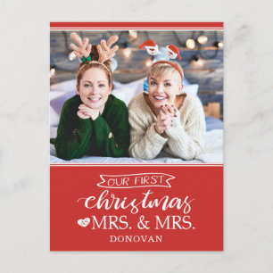 Our first Christmas as mrs & mrs newlyweds Holiday Postcard